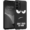 kwmobile Cover Compatibile con Samsung Galaxy A23 4G / 5G - Custodia in Silicone TPU - Cover Protettiva Soft Case - Don't touch my phone bianco/nero