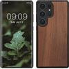 kwmobile Custodia Compatibile con Samsung Galaxy S25 Ultra Cover - Protezione in Legno per Smartphone - Back Case con Bumper in Silicone TPU - Marrone Scuro