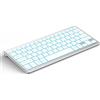 CACOE Tastiera Bluetooth tedesca compatibile con iPad A16/10/iPad Air/Pro tastiera compatibile con IOS, Android, Windows, Samsung, Lenovo, 7 colori illuminati, 3 canali BT, argento