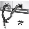 TVON Braccio Doppio Monitor Supporto Schermi 17-32 Montaggio su Banco Reg Altezza 2-9 Kg Schermo Inclinazione Giro Rotazione VESA 75/100 mm Per Home Office