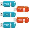 Gigastone 128 GB Chiavetta USB 2.0, Confezione da 5, V10 Serie, Unità Flash USB Retrattili per PC Laptop MacBook Computer, Compatibile con Windows Mac Linux, Colore Misto - Rosso Turchese