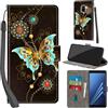 Haninsuze Cover per Samsung Galaxy A8 2018 Custodia Cover Pelle Libro Portafoglio con Porta Carte Magnetica Protezione Antiurto Cuoio Flip Case Custodia Cover per Samsung A8 2018, farfalla verde
