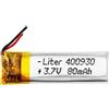 Liter energy battery Batteria 400930 LiPo 3.7V 80mAh 0.296Wh 1S 5C Liter Energy Battery per l'elettronica Ricaricabile Telefono Portatile Smartwatch Orologio GPS - Non adatto per Radiocomando 32x9x4mm (80mAh|400930)
