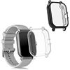 kwmobile Set 2x Custodia Smartwatch Compatibile con Huami Amazfit GTS 3 / GTS 2 / GTS 2e Cover - Case Silicone Protezione Orologio Fitness nero/trasparente