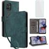 IUQXU Cover per Motorola Moto G55 5G Libro con Pellicola Vetro Temperato [Blocco RFID] Antiurto Slot Carte Supporto Flip Custodia in Pelle Portafoglio per Motorola G55 G 55 MotoG55 5G Verde