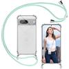 ISOI - Cover con Cordino compatibile con Google Pixel 7, Regolabile Collana Tracolla Laccio Collo, Trasparente Custodia in Silicone TPU Morbido con Paraurti Airbag Antiurto - Verde