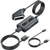 EASYCEL Convertitore da SCART maschio a HDMI per DVD/STB/Sky con uscita scart femmina, supporta proporzioni 4:3/16:9 e interruttore di risoluzione 720P/1080P, adattatore HDMI con cavo