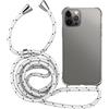 MyGadget Cover per iPhone 12 Pro Max - Custodia con Corda - Case con Cordino Trasparente Antiurto con Laccio | Tracolla - Practical Bianco Camouflage