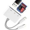 Aksenli Lettore Schede SD Adattatore USB C Lightning a USB OTG 3.0(3 in 2) Card Reader Micro SD per iPhone 16 15 14 per Apple tipo C TF Camera Foto Memoria per iPad MacBook compatibile per Samsung S25 Android