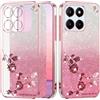 Yarxiawin Custodia per Honor X8b Silicone Morbido Rosa, Effetto Glitter per Honor X8b Cover Trasparente Sottile Fiore Antiurto Case Brillantini (Rosa)