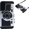 QoKcoahn Custodia per Samsung Galaxy A35, custodia per fotocamera vintage in stile cartone animato Kawaii, con cordino lungo, in silicone, antiurto, nera