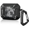WALLFID AirPods Pro di seconda generazione Case Cover 2022 con coperchio di chiusura e gancio portachiavi, custodia robusta a doppio strato, antipolvere, antiurto(grigio mimetico)