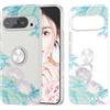 ANFAIRLACE Custodia Compatibile con Google Pixel 9/9 Pro, Anello Cover Floral Piante Farfalla Artistico Modello Trasparente TPU Case, Acacia