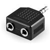 CABLEPELADO - Adattatore splitter audio stereo da 2 x 3,5 mm femmina a 3,5 mm femmina, adattatore splitter per cuffie e jack, compatibile con iPod, iPhone, iPad, Samsung, lettore MP3, nero