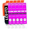 Supply Guy 5 Cartucce Per Stampanti con Chip compatibile con Canon CLI-521 Magenta per Canon Pixma IP3600 IP4600 IP4600X IP4700 MP540 MP550 MP560 MP620 MP630 MP640 MP640R MP980 MP990 MX860 MX870