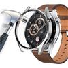 Acadeny Custodia rigida compatibile con Huawei Watch GT3 46mm con pellicola protettiva,Con scala, 9H Durezza Hart PC Case sottile in vetro temperato per Smart Huawei Watch GT3 46mm, d'argento