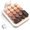 FELiCON Wireless Numeric Keypad, Mini Tastierino Numerico Portatile con Tasti Rotondi Retrò 18 e Ricevitore USB 2.4G, Cover Rimovibile in Silicone a Forma di Orsetto per PC, Laptop, Win, Mac - MilkTea