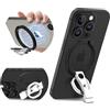 Ysnzaq Supporto ad Anello per Magsafe per Dita del Cellulare,Anello Cellulare Magnetico, Anello Supporto per MagSafe - 360 ° Rotazione per iPhone 16/15/14/13, Galaxy S24/S23/S22.SDJ Black Sliver