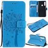 Zchen Cover Huawei P Smart Z, Cover Honor 9X, Custodia Cover Protettiva in Cuoio Flip Libro Portafoglio Resistente Antiurto con Supporto per Huawei P Smart Z/Y9 Prime 2019 (Gatto-Blu)
