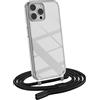 MyGadget Cover per iPhone 13 Pro - Custodia con Corda - Case con Cordino Trasparente Antiurto con Laccio | Tracolla - Practical Stylish - Nero