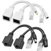 YACSEJAO - Splitter PoE passivo, 2 coppie, iniettore PoE passivo e kit splitter con connettore adattatore di alimentazione CC 5,5 x 2,1 mm, nero + bianco