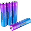 Pallus Batteria Ricaricabile al Litio AAA, Confezione da 4 Batterie al Litio da 1100mWh (1,5V, 733mAh), Ricarica Rapida in 2 Ore, Tempi di Ciclo Superiori a 1600, Batterie per Torcia, Telecomandi