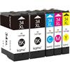 Kamo 34XL Multipack Compatibile con Epson 34 o Epson 34XL Cartuccia Inchiostro, per Epson Workforce Pro WF-3725, WF-3720, WF-3725DWF, WF-3720DWF (2 Nero, 1 Ciano Magenta/Giallo)
