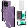 IUQXU Cover per ZTE Blade A35/Blade A55 Libro con Pellicola Vetro Temperato [Blocco RFID] Antiurto Supporto Custodia in Pelle Portafoglio per ZTE Blade A 55 35 BladeA35 Viola