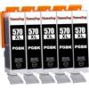 HenceBuy Cartucce d'inchiostro PGI 570 PGBK compatibili per stampanti Canon PGI-570 BK o Pixma MG5750 MG5751 MG6850 MG7750 TS5050 TS5055 TS6050 TS8050 TS9050 TS9055 (5 neri)