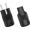 Tertullus 1 paio di connettori Schuko, in ottone rodiato, con spina per dispositivi freddi, accoppiamento per subwoofer, amplificatori, DV/AV (rodiato, PE)