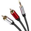 Nanxudyj Cavo audio da 3,5 mm a 2 RCA 0,3 m, cavo audio da AUX a 2 RCA intrecciato in nylon da 3,5 mm per ricevitore stereo, altoparlante, smartphone, tablet, HDTV, lettore MP3 e altro cavo stereo