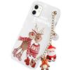 Yoedge Natale Cover per iPhone 12 Mini 5,4 con Catena, Natalizia Braccialetto Custodia con Carino Disegni Cartoon Cervo, Sottile Silicone TPU Bumper Antiurto Protettiva Christmas Case, Bianca 02