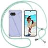 ISOI Cover con Cordino per Google Pixel 9a, Custodia Trasparente con Collana Tracolla Laccio Collo Ultra Sottile Morbido TPU Silicone Antiurto AntiGraffio Case, Verde