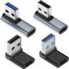 MISYNLON 4pack 90 Gradi USB a USB C Adattatore, Su e Giù Angolo USB c 3,1 Femmina a Usb Maschio Convertitore OTG Extender Ricarica Rapida Sincronizzazione Trasferimento, per IP 16 15, PC, Laptop