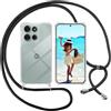 ISOI Cover con Cordino per Motorola Moto G75, Custodia Trasparente con Collana Tracolla Laccio Collo Ultra Sottile Morbido TPU Silicone Antiurto AntiGraffio Antiscivolo Case, Nero