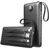 VEEKTOMX Power Bank 10000mAh Batteria Esterna con Cavi Integrati Caricatore Portatile Powerbank USB C con 5 Uscite e 2 Ingressi Compatibile con iPhone, iPad, Xiaomi