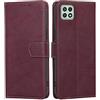 RankOne Cover per Samsung Galaxy A22 5G (6.6 Inches), Custodia Flip Pelle Portafoglio, Magnetica Libro Bumper Cover Case - Rosso