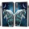 SIENIANLINE Cover per Samsung Galaxy A7 2018 PU Pelle Custodia Flip Lupo
