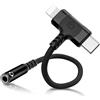 Suoxiom Adattatore jack 2-IN-1 USB-C & Ligtning su jack 3,5 mm, adattatore USB-C Aux per cuffie jack audio con chip DAC per i-Phone 16/15/14/13/12/11, per S-amsung, per G-oogle Pixe