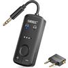 SUNITEC Adattatore Bluetooth 5.3 per Aereo con AptX Bassa Latenza, Airfly Trasmettitore Bluetooth Supporta 2 Airpods o Cuffie, con Jack Aux 3.5mm Trasmettitore Wireless Audio Per Viaggio, TV, Palestra, Nero