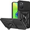 ESTH® Custodia per Motorola Moto E32/E32s/G22 con Custodia per Fotocamera Scorrevole e Supporto ad Anello [Cover Paraurti Compatibile con Supporto Magnetico per Auto], Nero