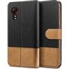 BEZ Cover per Xcover 5, Custodia per Portafoglio Samsung Galaxy Xcover 5 Protettiva in Tela e PU Pelle Portafoglio Flip Cover con Chiusura Magnetica, Nero