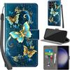 PHINIENLAND Cover per Samsung Galaxy S24 Ultra custodia portafoglio Turquoise | 3 scomparti carte, 1 tasca banconote, Chiusura magnetica, Supporto, Pelle PU flip cover per Samsung S24 Ultra