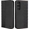 CXTcase Cover Sony Xperia 1 V, PU Pelle Custodia per Sony Xperia 1 V [Kickstand] [Slot per Schede], Portafoglio Custodia Flip Case per Sony Xperia 1 V, Nero