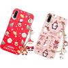 Vauki Natale Custodia per Huawei P30 Lite/Nova 4e con Cordino [2 Pezzi],Cover Rosso Silicone Morbido con Modello Christmas Renna e Babbo,Regalo Natale Donna,Natalizia Carino Antiurto Case,Cervo