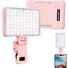 Newmowa Luce Selfie con Clip per Telefono,Sensore di luce intelligente-Rosa | 2000mAh 3 Modalità 10 Livelli di Luminosità,per Laptop/Fotocamere, Video LED Portatile per TikTok/Trucco/Vlog/Videoconferenze