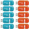 Gigastone 16 GB Chiavetta USB 2.0, Confezione da 10, V10 Serie, Unità Flash USB Retrattili per PC Laptop MacBook Computer, Compatibile con Windows Mac Linux, Colore Misto - Rosso Turchese