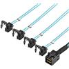 YIWENTEC Mini SAS interno HD (host SFF-8643) a 90 gradi 4 SATA (Target) Hard Disk Cable (8643 SATA 90 gradi 0,5 M)