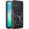 LeviDo-EU LeviDo Cover Compatibile per Xiaomi Redmi 12C Silicone Fotocamera Scorrevole Anello Cover Supporto Magnetico per Auto Antiurto Bumper Custodia Resistente Protettiva Case, Nero