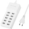 Synkris 50 W Caricabatterie USB Multiple 10 Port Stazione di Ricarica Multi Porte di Alimentazione Compatibile con iPhone 12 13 14 15 16 Samsung S21 S22 S23 S24 Z Flod Z Flip iPad Xiaomi Huawei Oppo OnePlus